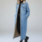 Daverri Fashions Sherpa Lined Longline Denim Jacket - DAVERRI FASHIONS