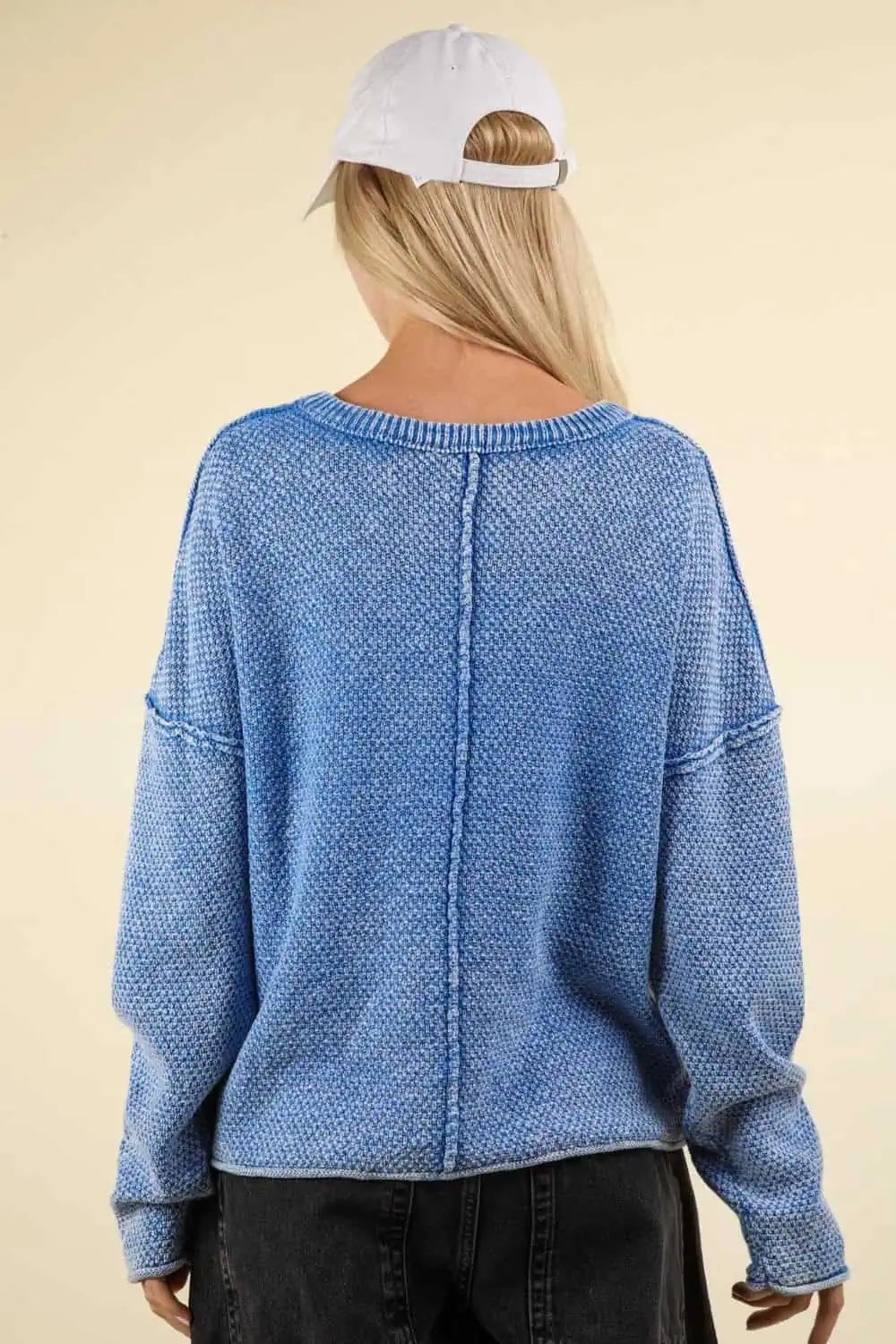 VERY J Mineral Washed Exposed Seam Sweater Tops