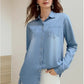 Daverri Fashions Full Size Button-Up Long Sleeve Denim Shirt Plus Size - DAVERRI FASHIONS