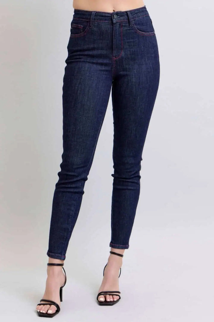 Judy Blue Full Size Heart Shaped Back Pockets Skinny Jeans Bottoms