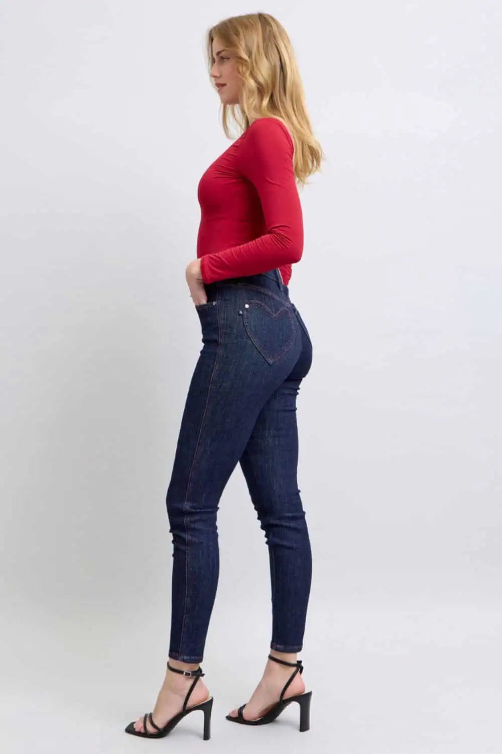 Judy Blue Full Size Heart Shaped Back Pockets Skinny Jeans Bottoms