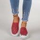 Rhinestone Round Toe Platform Loafers - DAVERRI FASHIONS