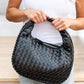 Butter Soft Vegan Leather Woven Handbag Black OneSize Handbags