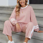 Daverri Fashions pink white striped tracksuit with drawstring waist