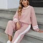 Daverri Fashions pink white striped track pants set