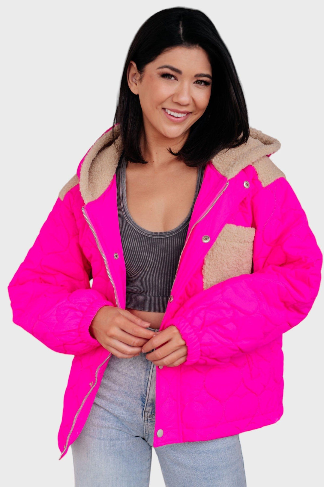 White Birch Quilted Puffer Jacket Small Hot Pink Coats & Jackets