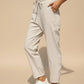 Light gray Daverri Fashions cotton linen joggers with tapered legs