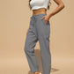 Gray Daverri Fashions cotton linen jogger pants with drawstring waist