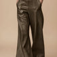 Daverri Fashions olive green faux leather high-waist wide-leg pants