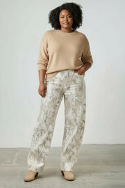 Seige Denim Plus Size High Rise Low Curve Barrel Jeans