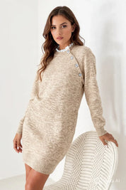 Ribbed Hem Raglan Sleeve Sweater Dress- Daverri Fashions