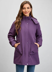 Daverri Fashions Full Size Hooded Mid-Length Windproof Coat Plus Size