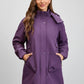 Purple Daverri Fashions hooded waterproof mid-length coat with pockets
