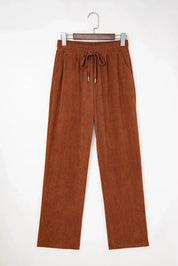 Daverri Fashions Casual Corduroy Drawstring Waist Pants