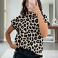 Daverri Fashions black and cream leopard cap sleeve sweater with ruffles