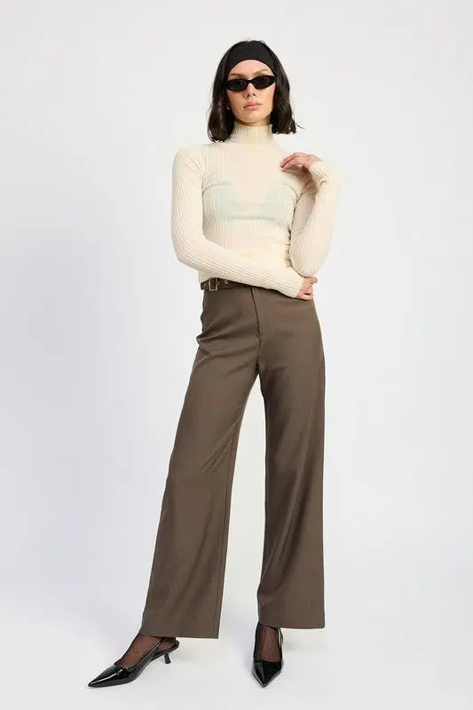 TROUSER PANTS WTIH ADJUSTABLE WAIST BAND BUCKLE Bottoms