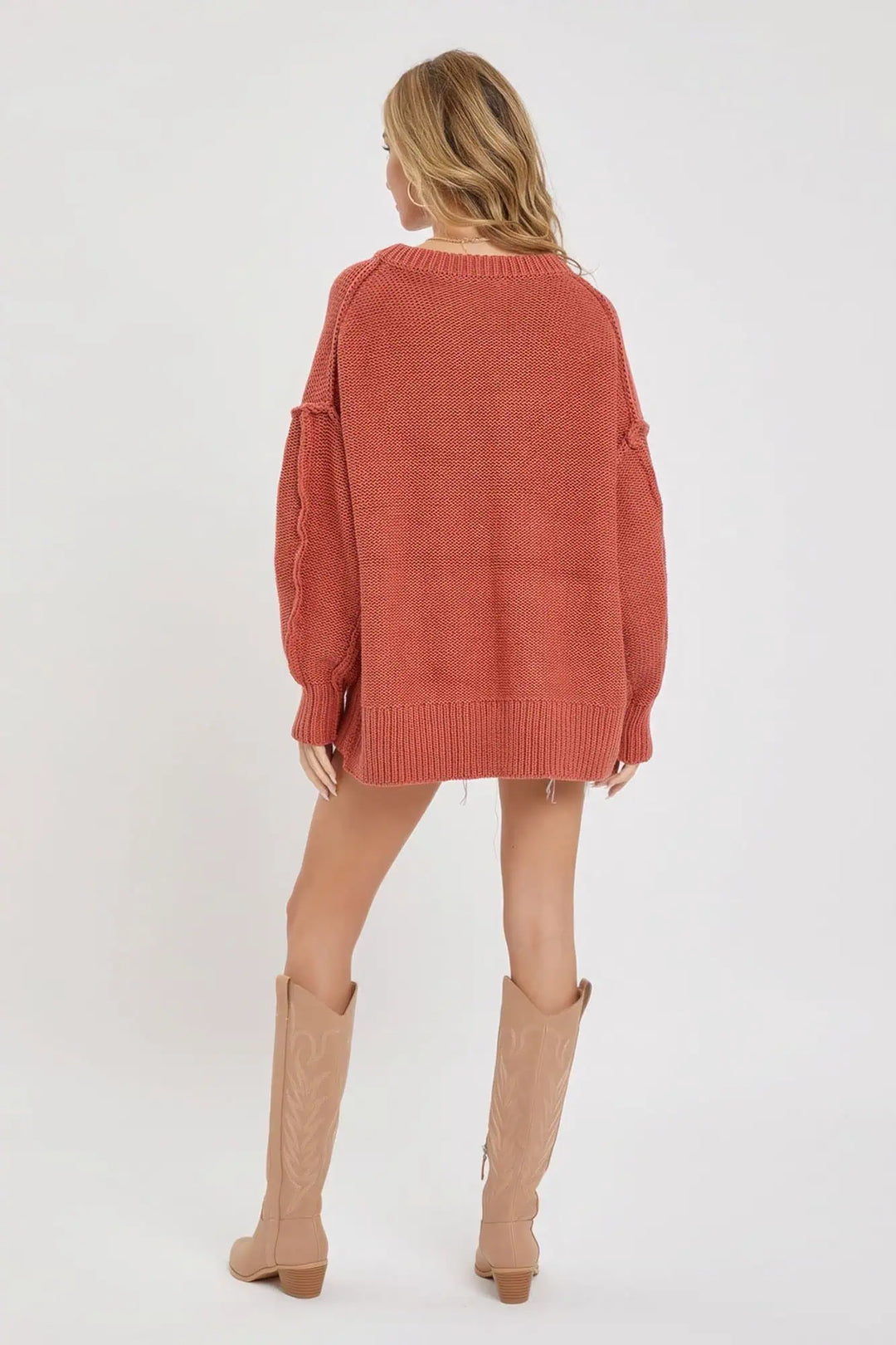 V Neck Oversized Chunky Knit Sweater Tops