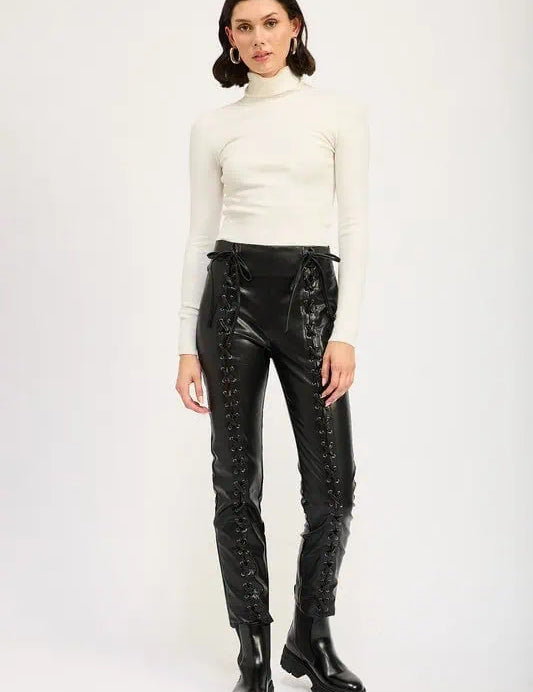 Lace Up Vegan Leather Pants Leather Pants