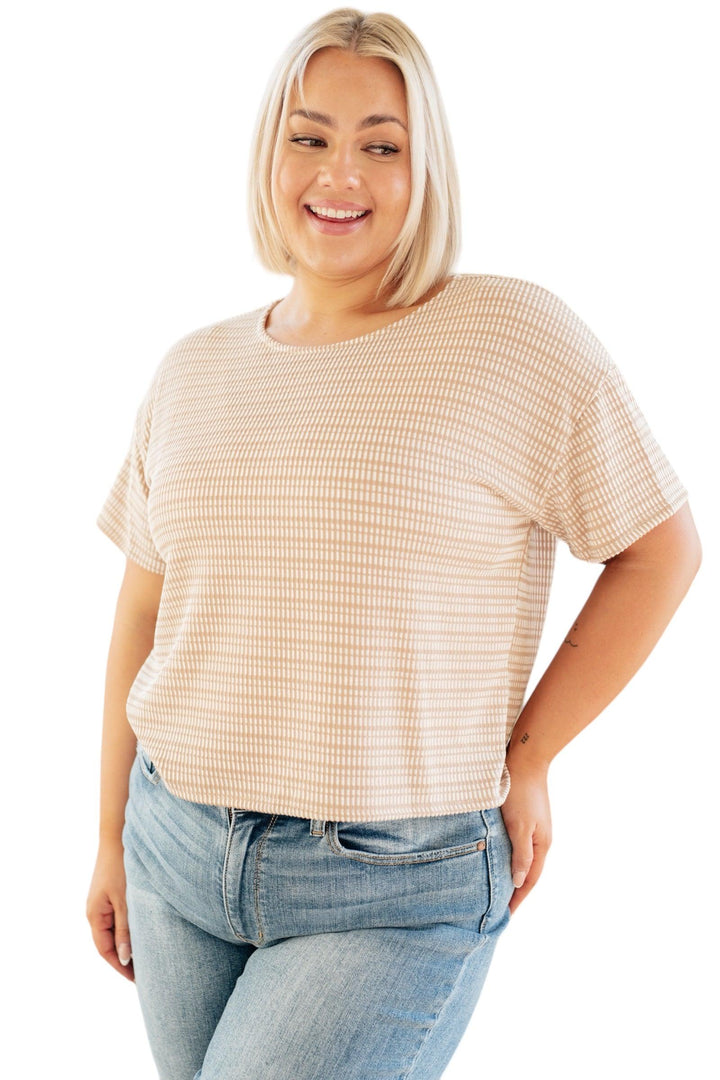 Textured Boxy Top in Taupe Tops