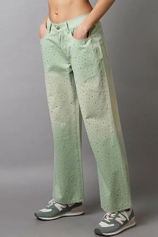 POL Embellishments Gradient Wide Leg Pants Bottoms