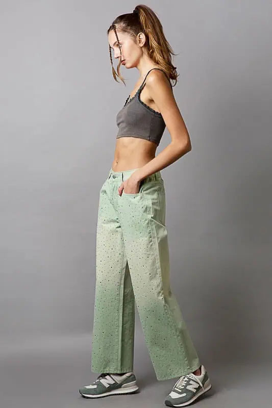 POL Embellishments Gradient Wide Leg Pants Bottoms