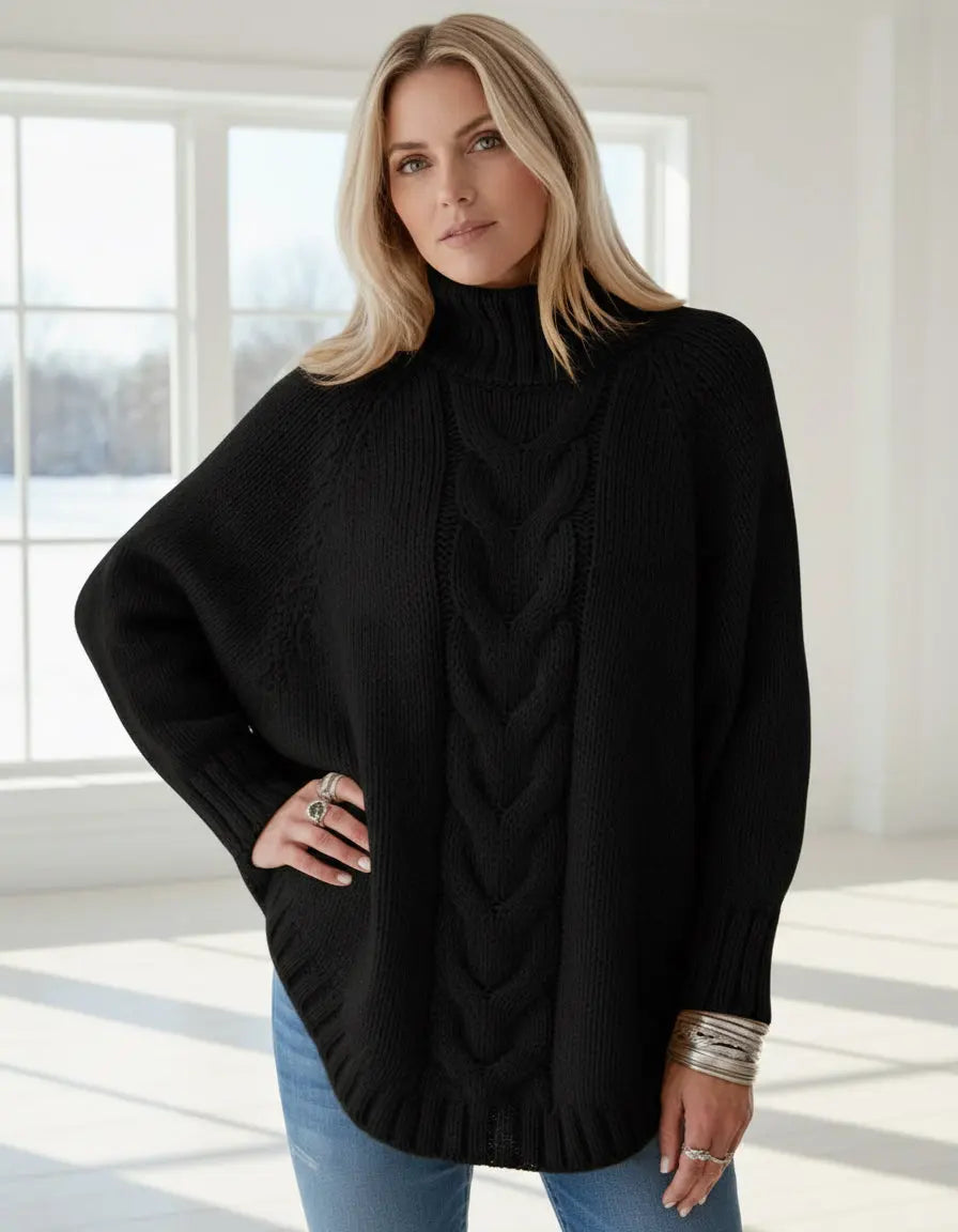 Full Size Cable-Knit Long Sleeve Sweater Plus Size