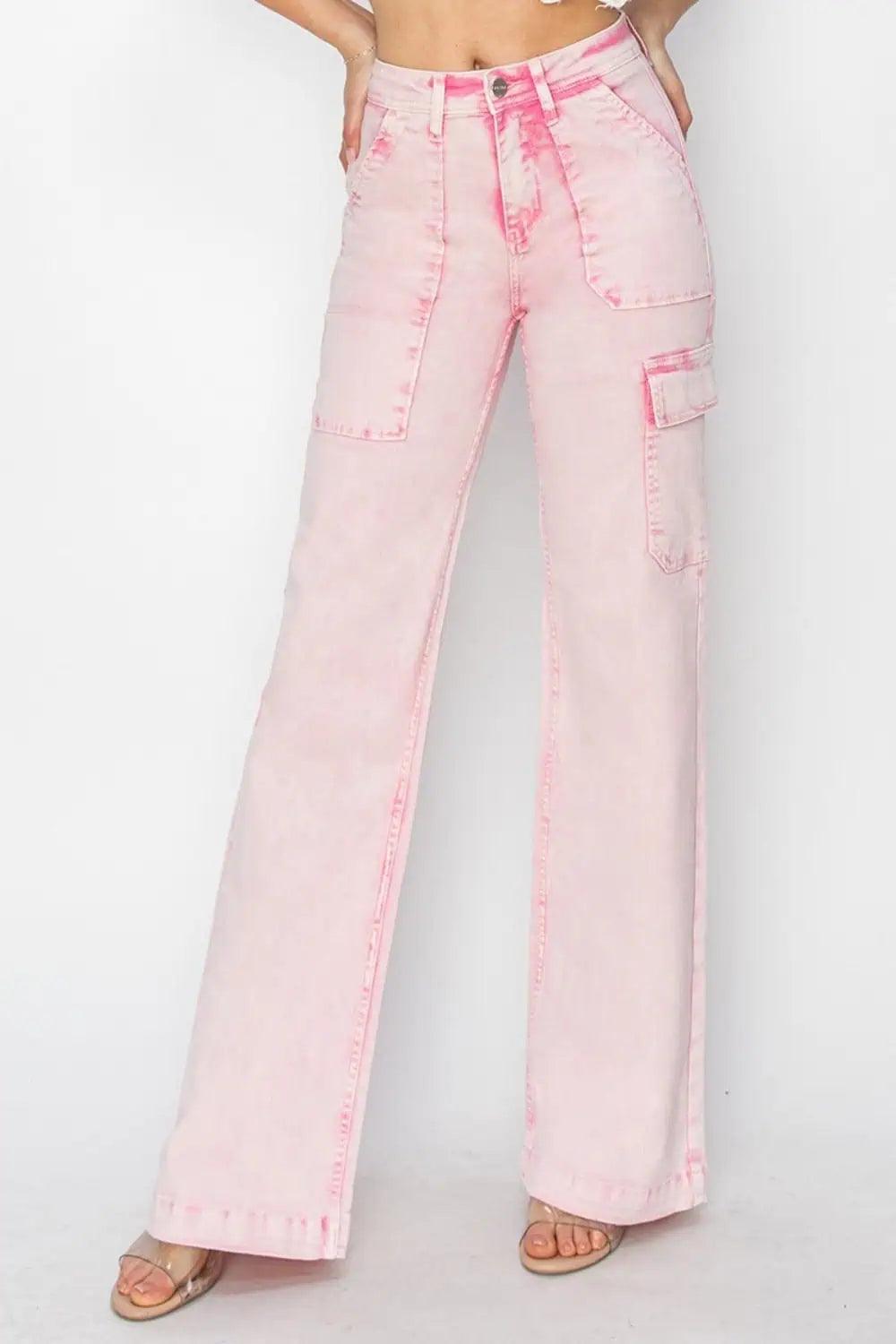 RISEN High Rise Cargo Pocket Jeans Plus Size Jeans