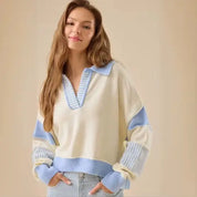 Daverri Fashions Color Block Dropped Shoulder Sweater