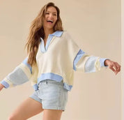 Daverri Fashions Color Block Dropped Shoulder Sweater