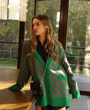 Daverri Fashions Geometric Pattern Button-Down Cardigan