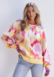 Women’s Contrast Round Neck Long Sleeve Sweater