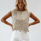 Women’s beige and brown leopard print tie-side tank top