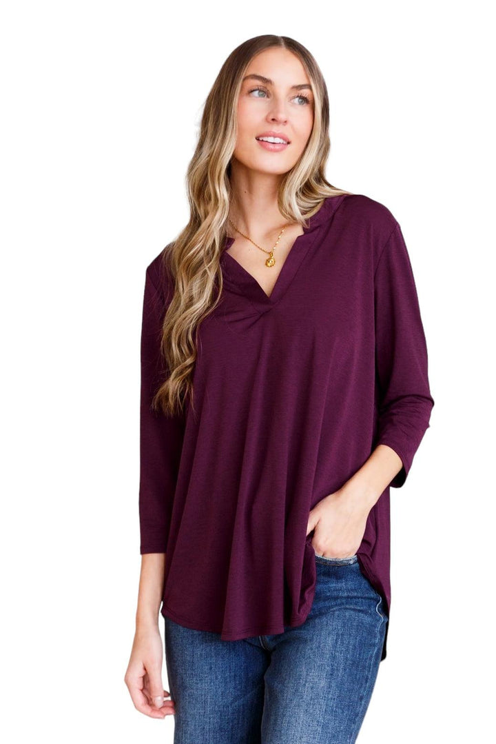 So Outstanding Top in Dark Magenta Magneta Shirts & Tops