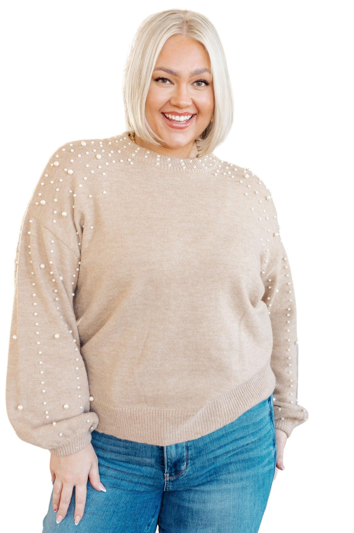 Plus Lightweight Pearl Accent Sweater Sweaters