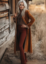 Women’s Fringe Trim Longline Coat