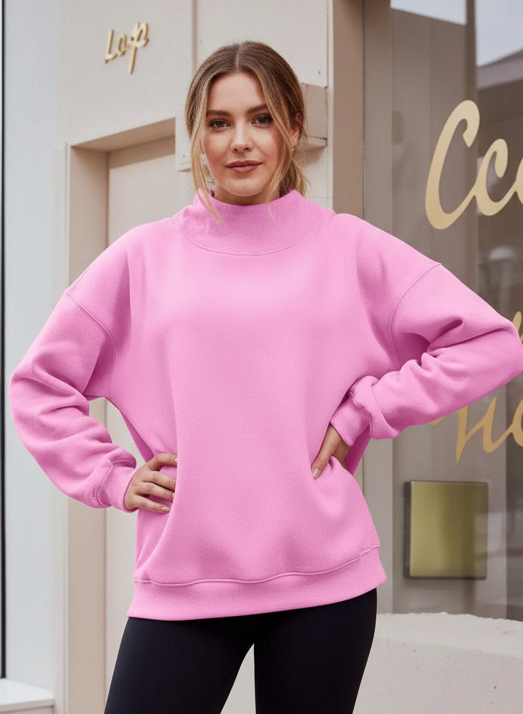 Mock Neck Dropped Shoulder Sweatshirt