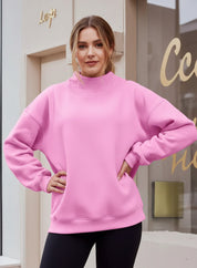 Mock Neck Dropped Shoulder Sweatshirt