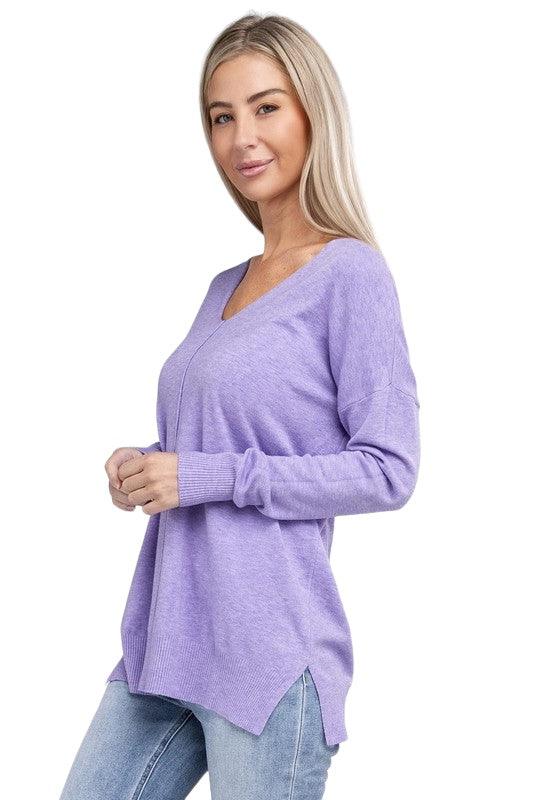 Garment Dyed Front Seam Zenana Sweater Sweaters