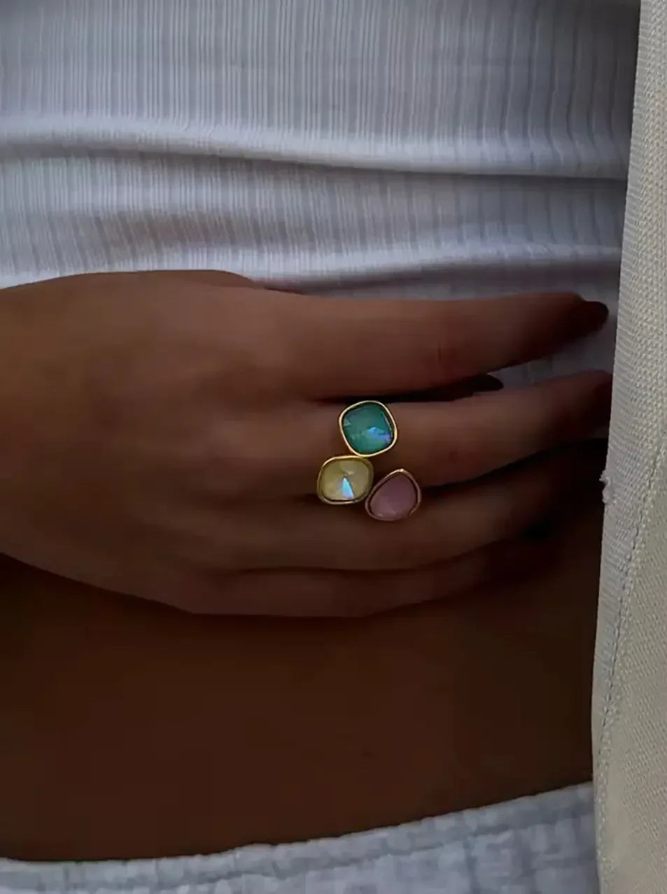 Triple Rhinestone Bypass Ring - DAVERRI FASHIONS