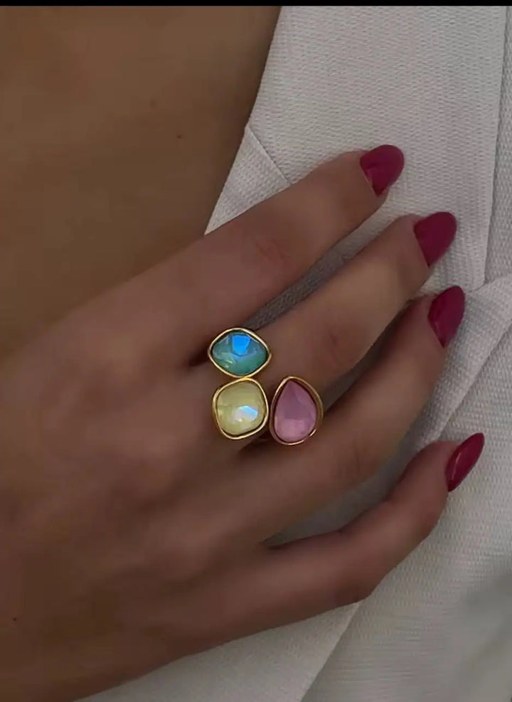 Triple Rhinestone Bypass Ring | Rings Daverri Fashions