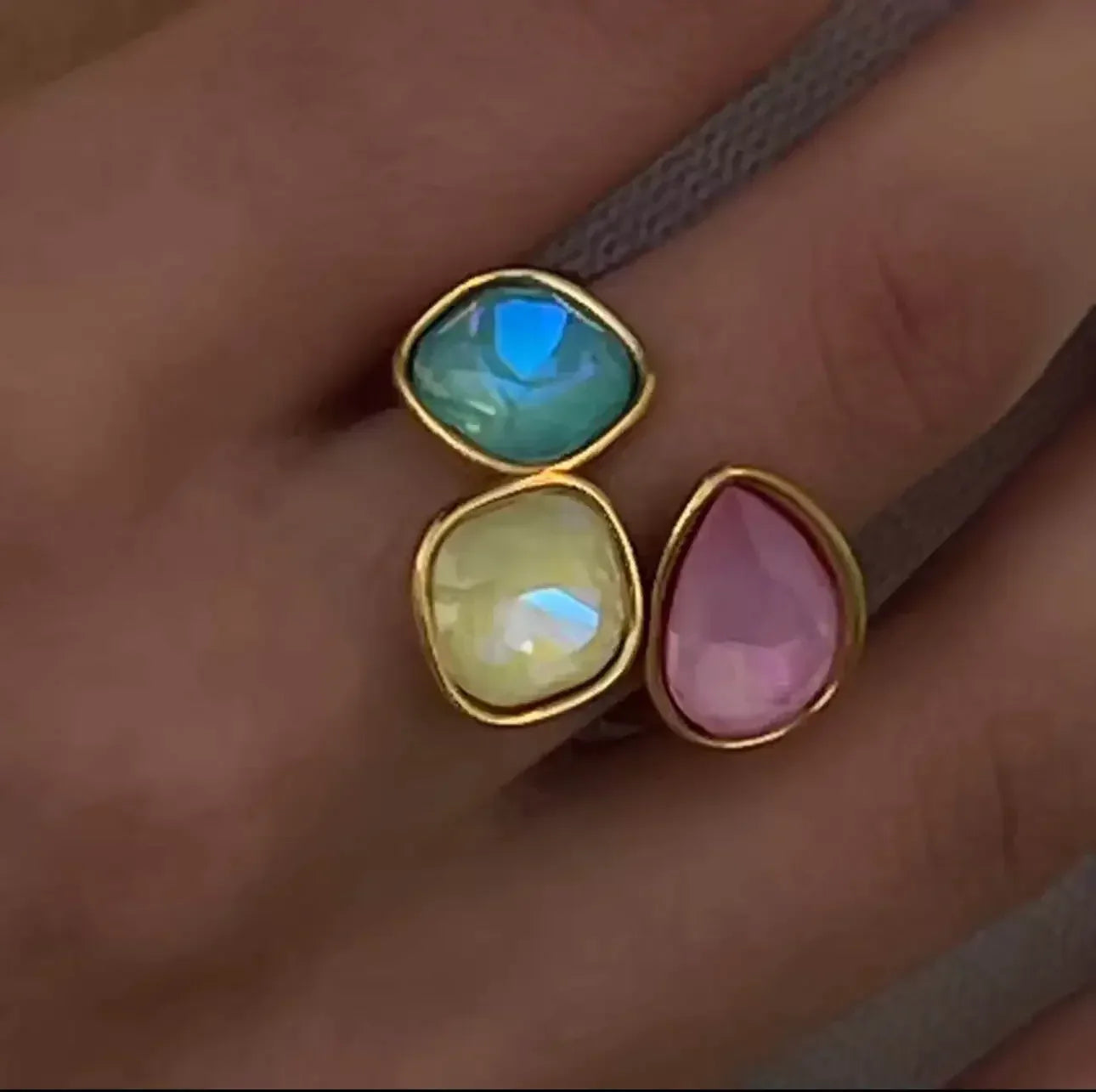 Triple Rhinestone Bypass Ring - DAVERRI FASHIONS