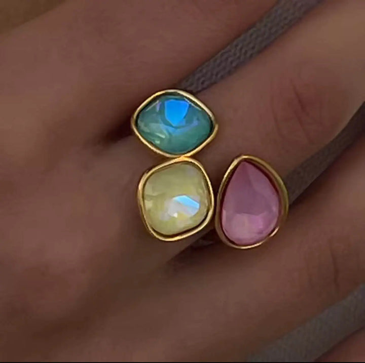 Triple Rhinestone Bypass Ring | Rings Daverri Fashions