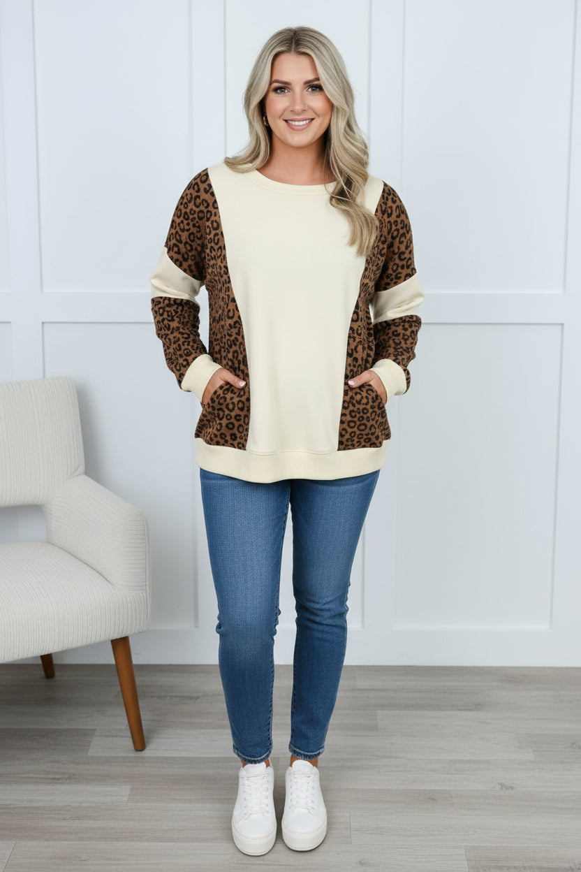 Leopard Round Neck Sweatshirt