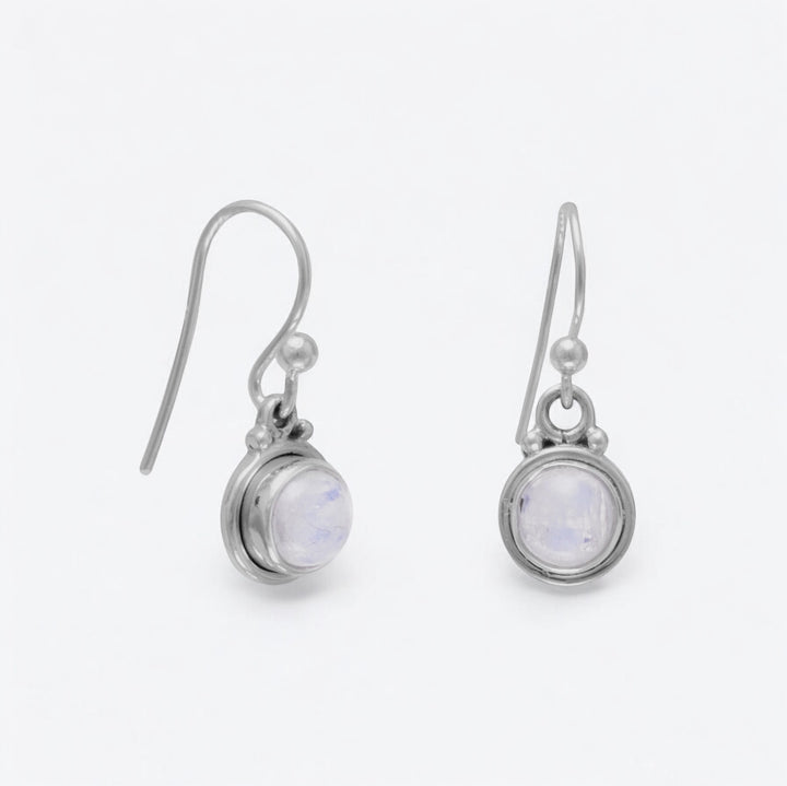 Round Moonstone French Wire Earrings