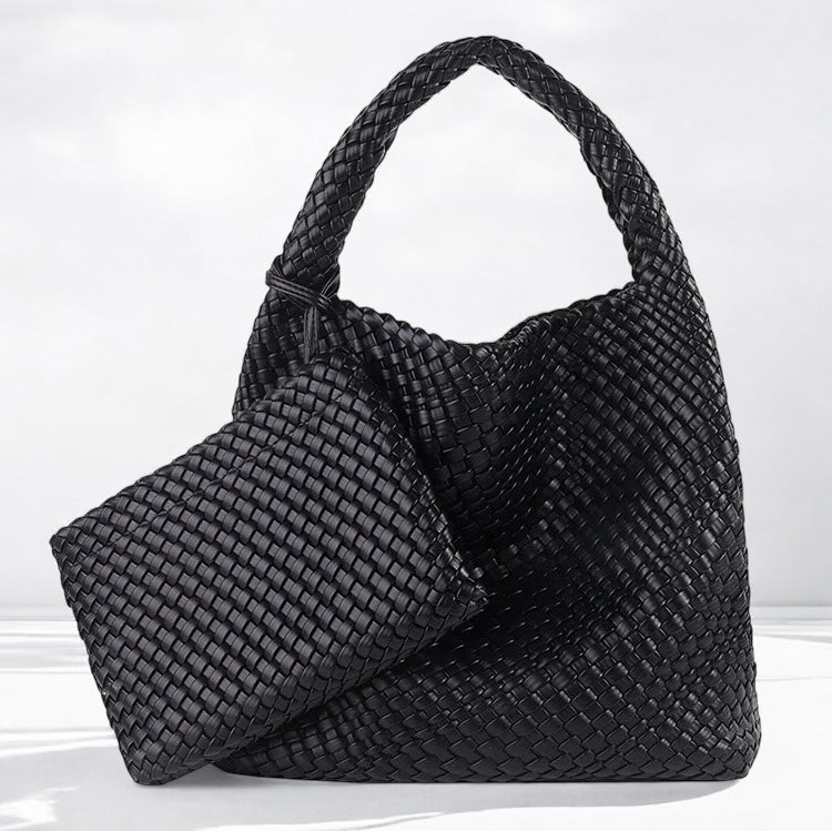 Vegan Leather Woven Hobo Handbags