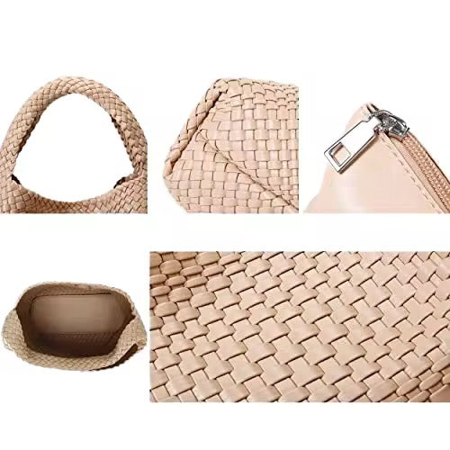 Vegan Leather Woven Hobo Handbags