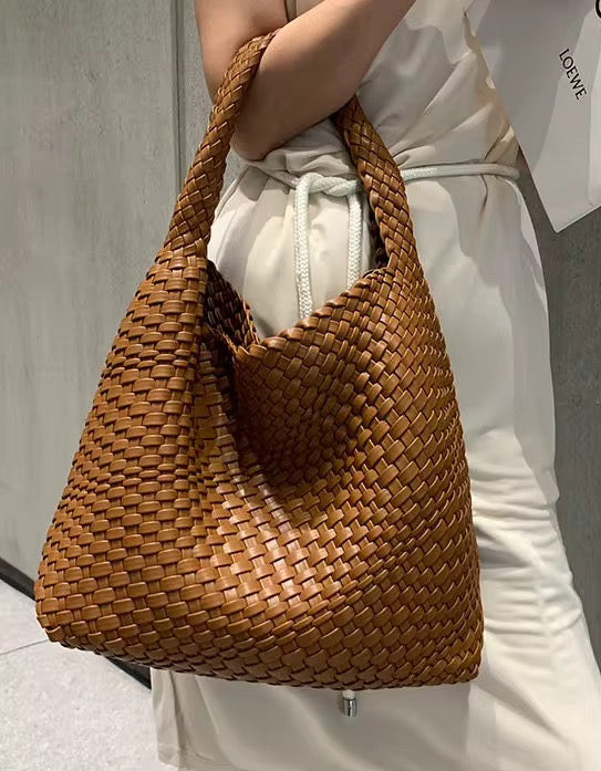 Vegan Leather Woven Hobo Handbags