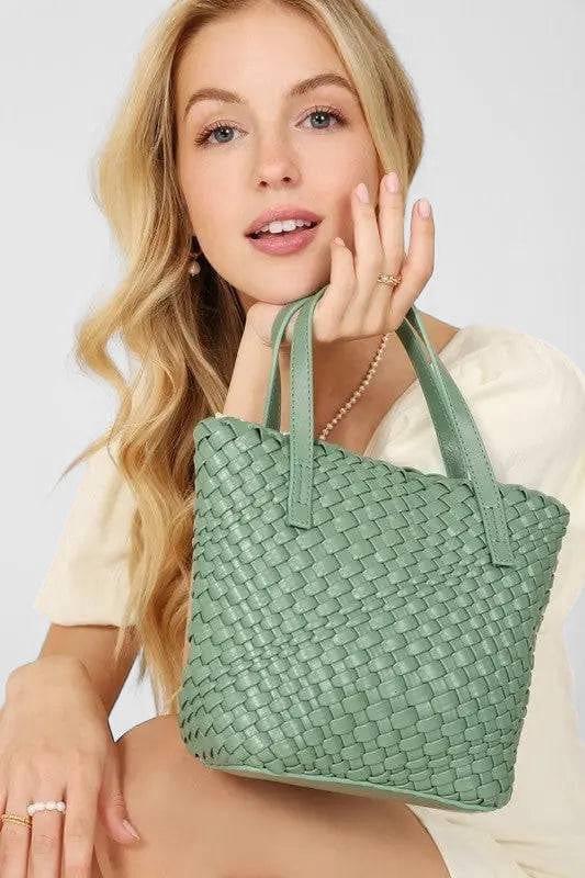 Vegan leather mini tote GREEN MINI Handbags