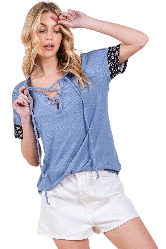 Tie Front Short Sleeve Top Shirts & Tops