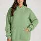 Soft sage green oversized kangaroo pocket long sleeve hoodie with ribbed cuffs